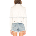 women white leather jacket fashion cool long sleeve jacket